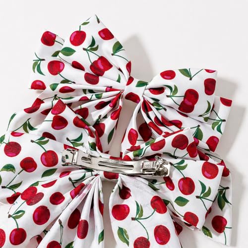 JazSwirl Oversized Cherry Hair Bow Clip, Large 6.7x13in Hair Accessory