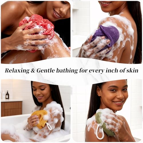 African Net Sponge 2-Pack - Exfoliating Body Scrubber & Back Bath Sponge