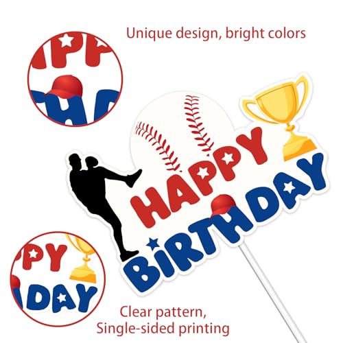 Baseball Birthday Cake Topper - 4x6.2 Inch Decoration for Boys