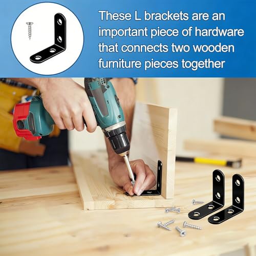 40PCS Heavy-Duty Stainless Steel L Brackets 1.57x1.57 Inch with 80 Screws for Furniture Support