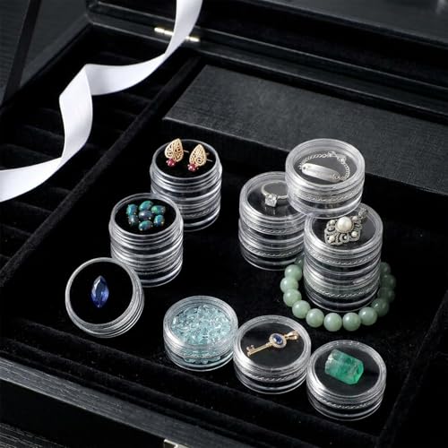 10PCS Small Gemstone Display Boxes with Clear Lid & Black Foam for Jewelry & Crystals