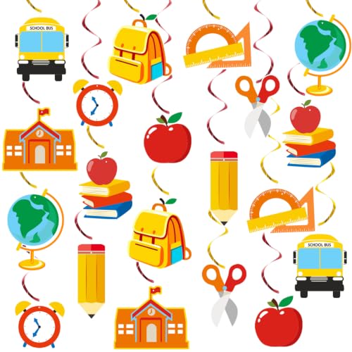 Back to School Hanging Swirls Decorations Set - 20 Pieces