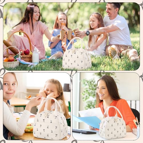 Dansydaisy Insulated Corduroy Lunch Bag with Bow - Aesthetic Tote for Women