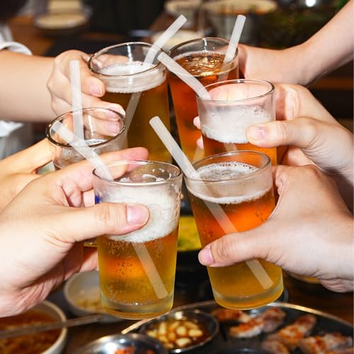 8 Pcs Reusable Glass Straws - 6-Inch Short Shatter-Resistant Clear Straws