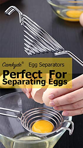 Black CAMKYDE Stainless Steel Egg Separator Set of 2 – Food Grade Egg Yolk & White Strainer