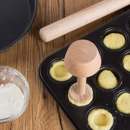 Wooden Double-Sided Tart Tamper and Pastry Crust Pusher - 14.8 cm
