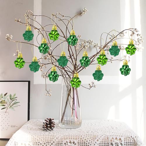 St. Patrick's Day Shamrock Ornament Set - 48pcs Clover Baubles