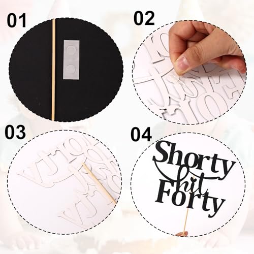 Elegant Black Glitter 40th Birthday Cake Topper for Men & Women