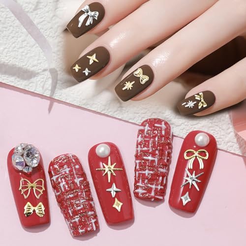 3D Metal Nail Charms Gold and Silver Alloy Studs for DIY Nail Art