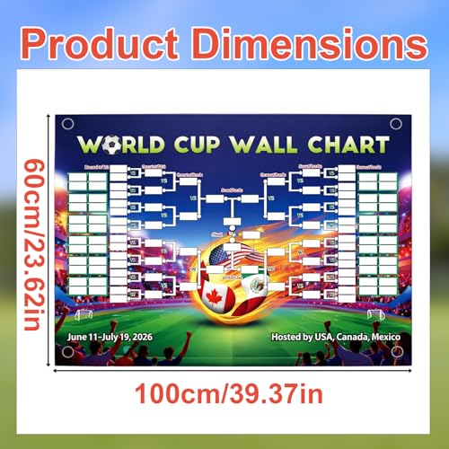 World Cup Soccer Poster - Double-Sided Match Schedule 100x60 cm