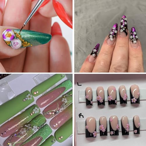 800 Pcs 3D Nail Art Charms Flower and Butterfly Rhinestones Set