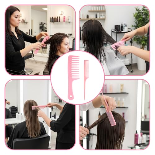 Psiriol 2-Piece Hair Comb Set, Wide Tooth Curl Comb and Fine Tooth Rat Tail Detangling Comb for All Hair Types
