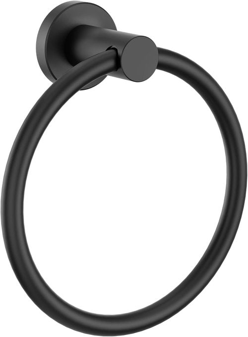 FORIOUS Towel Ring - Modern SUS304 Stainless Steel Hand Towel Holder | Matte Black, Wall-Mounted Design for Bathroom & Kitchen