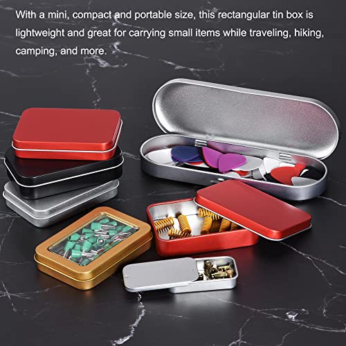 uxcell Rectangular Tin Box 4.92" x 3.54" x 1.89" for Storage & Organization