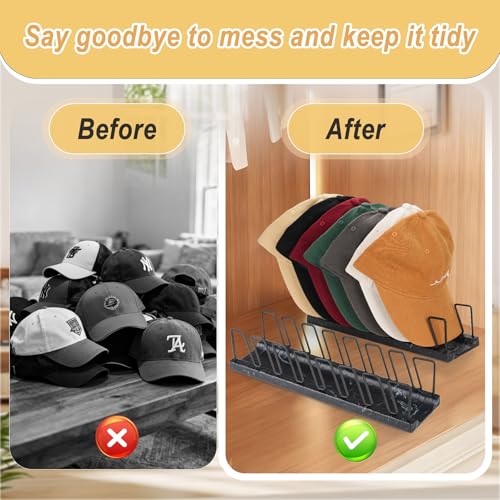 Hat Organizer for 7 Baseball Caps - Anti-Tip Display Stand