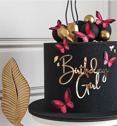Acrylic Golden Birthday Girl Cake Topper for Parties