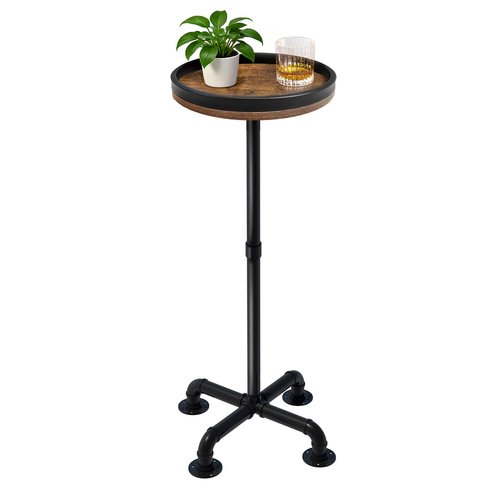 LAIDUOLEOE Small Round Side Table for Small Spaces, Pedestal Drink Table with Non-Slip Feet, Martini Table No-Tool Assembly for Living Room, Bedroom, Narrow Corners, Sofa, Bathroom