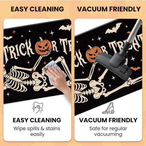 Halloween Skull Welcome Doormat - Non-Slip Rubber Backing, 17x29 Inch