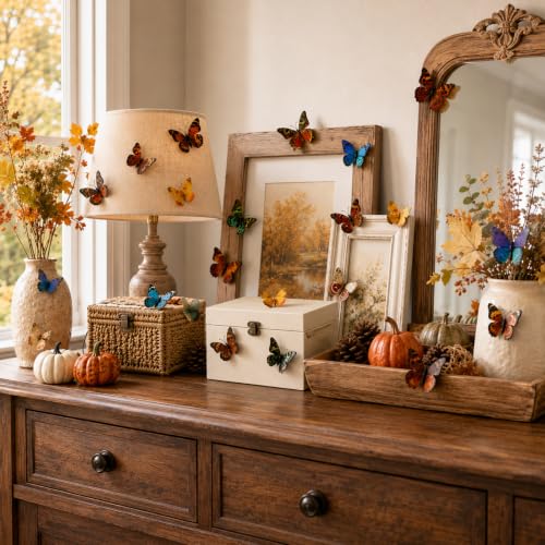 24Pcs Brown 3D Butterfly Wall Decor Stickers with Magnetic Base