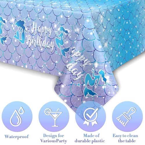 Mermaid Tablecloths - 2 Pack 54x108 Inch Ocean Party Decor