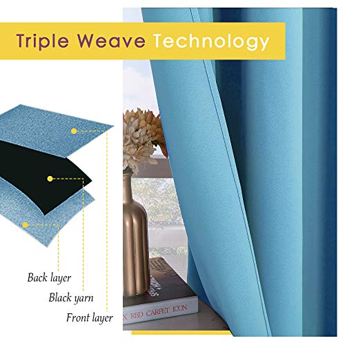 NICETOWN Thermal Insulated Blackout Curtains, Teal Blue, 42x45, Set of 2