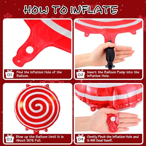 Christmas Balloon Kit with Candy Cane & Gift Bag Foil Balloons - Holiday Party Decorations