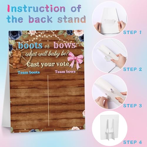 Boots or Bows Western Gender Reveal Game with Stand & 60 Voting Stickers