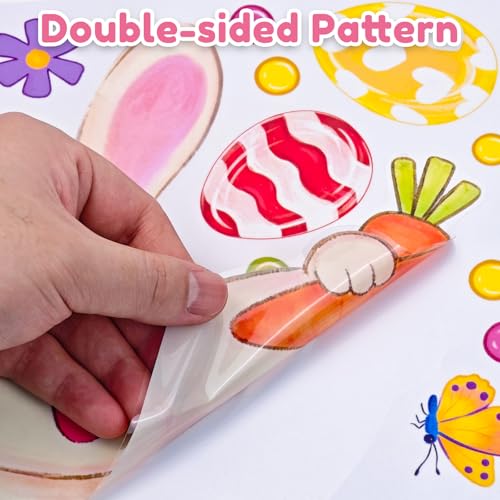 Easter Window Clings - 8 Sheets Bunny & Egg Stickers for Decor