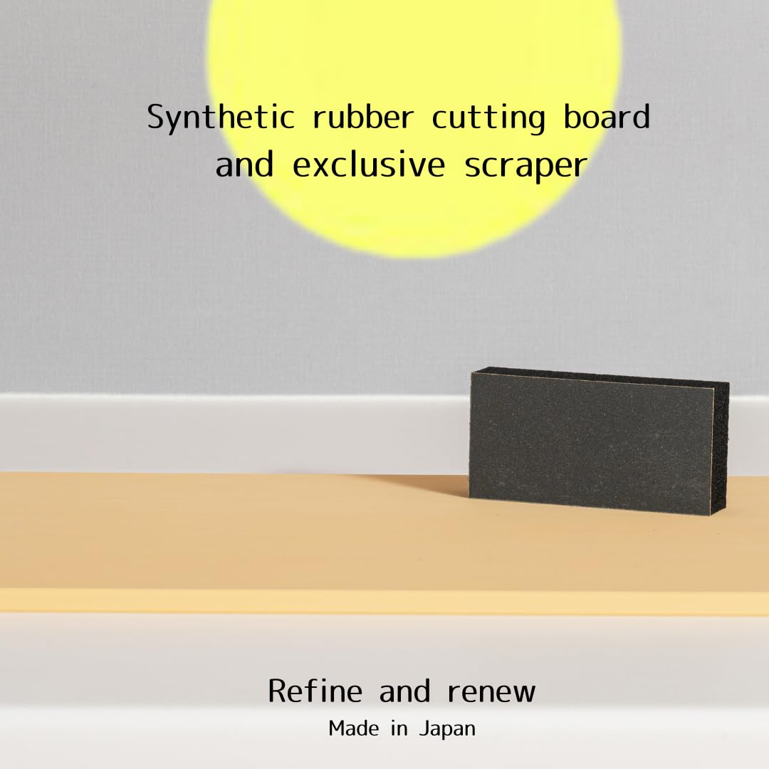 Kitchen Star Tsukihoshi Rubber Cutting Board Made in Japan,Dishwasher-Safe Size:14.96×9.06×0.39inches(385×233×10mm) Equipped with a Cutting Board Scraper for Synthetic Rubber Cutting Boards (L)