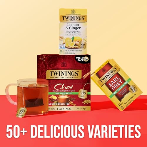 Twinings Decaffeinated Chai Spiced Black Tea Bags, 100 Count Box