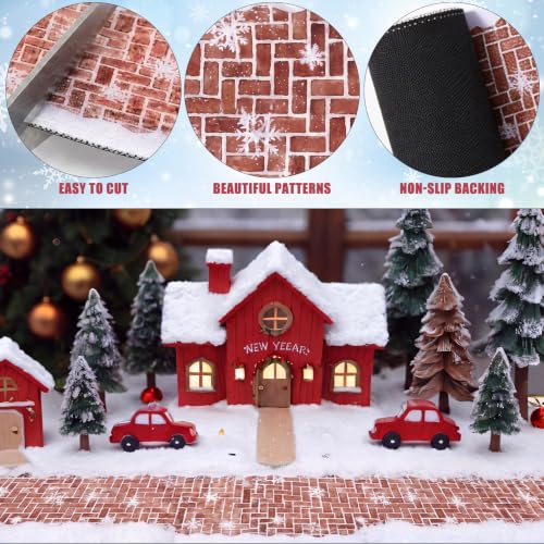 Fuutreo Christmas Miniature Village Accessories Snow Street & Ocean Mat Set - Red Brick Variation