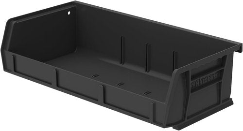 Akro-Mils Plastic Storage Bins - Space-Saving Stackable Organizers for Garage & Pantry | 5" x 11" x 3", Black, 8-Pack