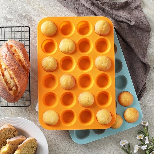 Silicone Mini Muffin Pan Set - 24 Cup Non-Stick Molds, BPA Free