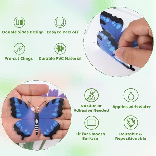 93-Piece Spring Window Clings - Colorful Flower & Butterfly Decals
