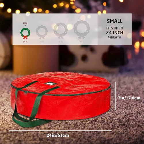 24" Christmas Wreath Storage Bags - 2 Pack with Heavy Duty Handles