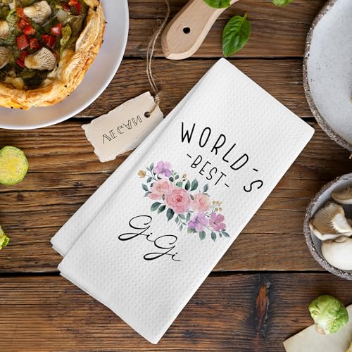 Gigi Kitchen Towels - Christmas & Mother's Day Gift for Grandma - 16x24 Inch Floral Dish Hand Towels - Perfect for Kitchen & Bathroom - Variation: Gigi