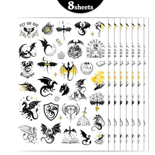 Black Wings Dragon Temporary Tattoos - 270+ Party Favors & Stickers