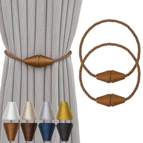 Magnetic Curtain Tiebacks - 2 Pack Khaki Decorative Holdbacks