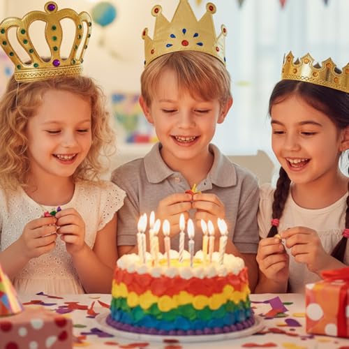 Gold Foam Birthday Crowns - 6 Pack Party Hats for Kids