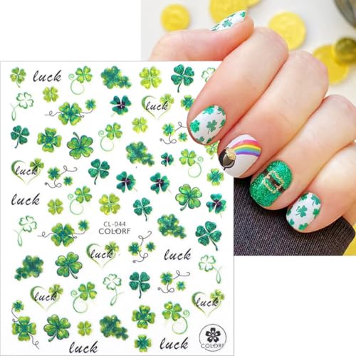 St. Patrick's Day Shamrock Nail Stickers - 8 Sheets Green Clover Decals