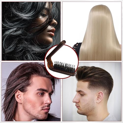 Qjaiune 2 Pack Foldable Boar Bristle Hair Brush, Pocket Size Anti-Static
