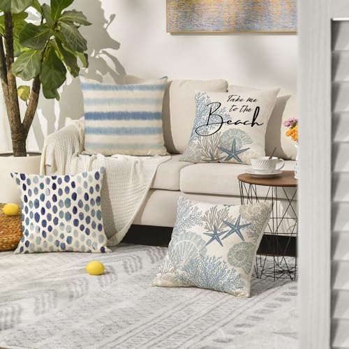 AVOIN Colorlife Summer Throw Pillow Covers - 18" Ocean Starfish (Set of 4)