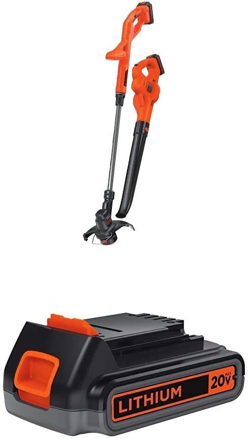 BLACK+DECKER 20V MAX Lithium String Trimmer/Edger - Includes Extra 2.0Ah Battery for Extended Use