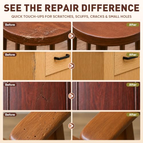 DAWNIGO 24-Color Wood Furniture Repair Kit with Applicator Brush