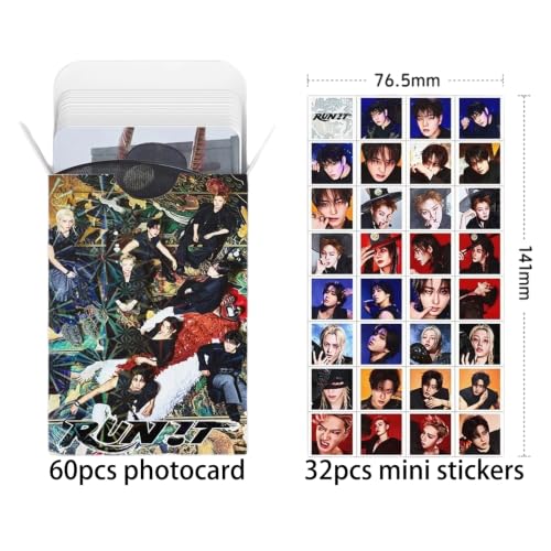 Stray Kids RUN IT Album Photocard & Sticker Set - Colorful 92-Piece Collection