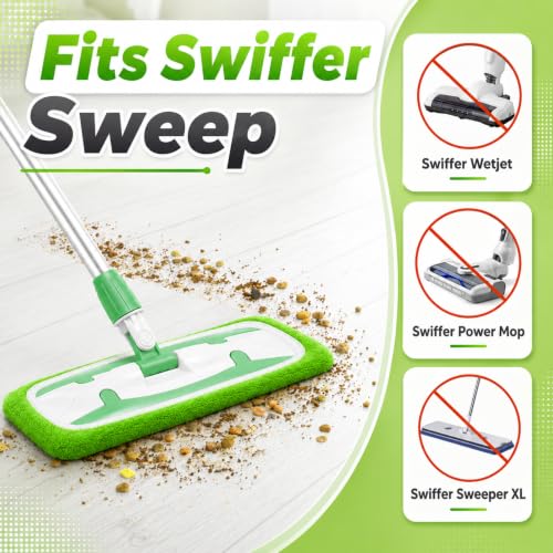 Reusable Mop Pads for Swiffer Sweeper - 6 Pack, Microfiber Chenille