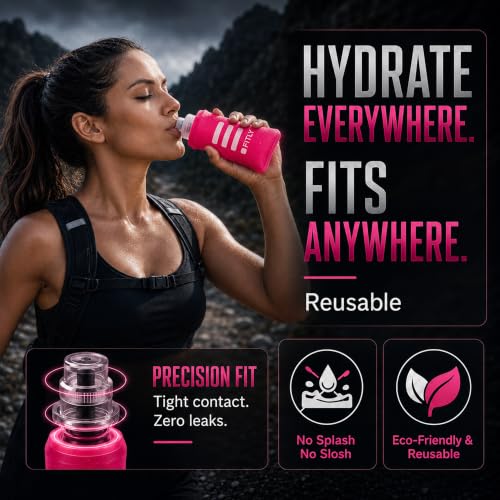 FITLY Pink Soft Flask - 5oz Collapsible Water Bottle for Running & Hiking