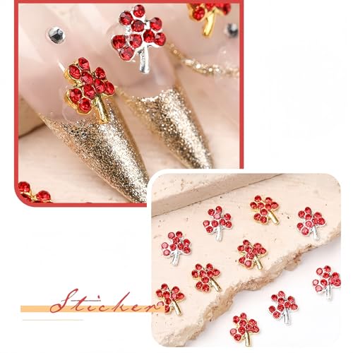 St. Patrick's Day Shamrock Nail Charms 3D Metal Crystal Clover Gems 12Pcs