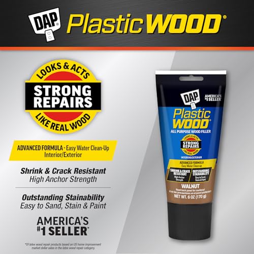 DAP Plastic Wood All-Purpose Latex Wood Filler, Walnut, 6 Oz
