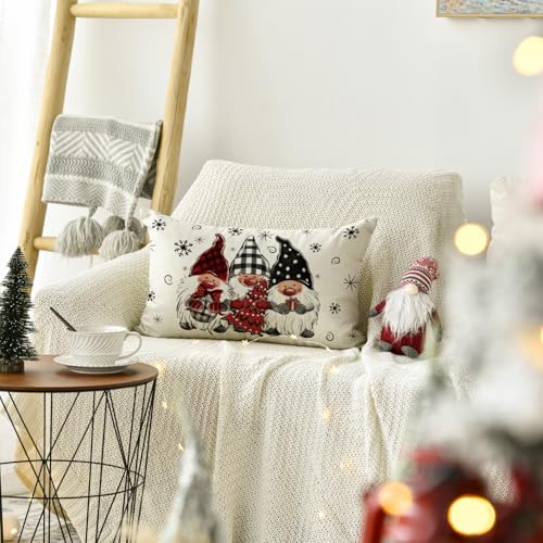 Christmas Snowflake Gnome Throw Pillow Cover - 20 x 12 Inch